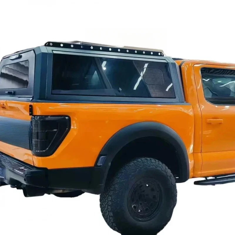 KQX High Quality Modular Aluminum Profile 3-Door Full Glass High Rise Pickup Tonneau Cover 3C Certified Tempered Smoke Grey Glas