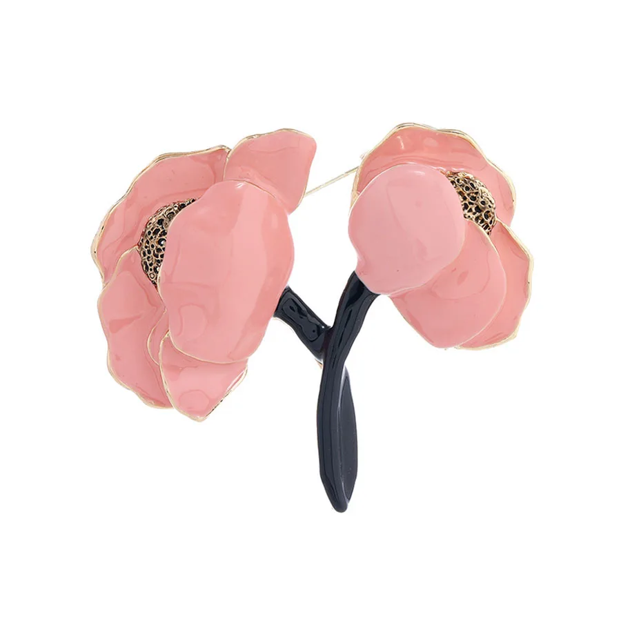 Shmik خمر الفاوانيا الزهور المينا تصميم بسيط دبابيس شارات للنساء أنيقة النبات الأوسط اكسسوارات الزفاف دبابيس