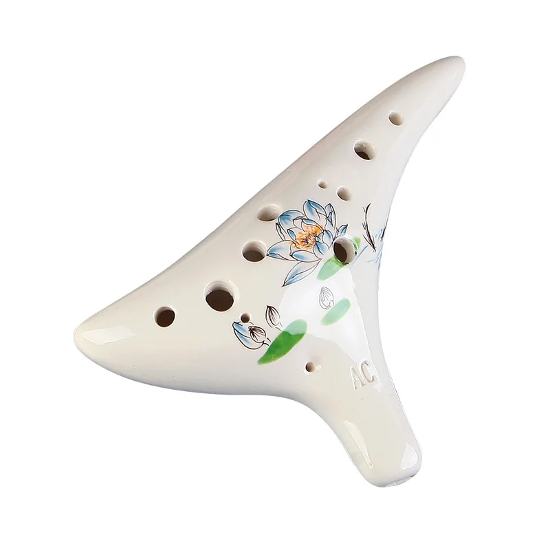 

Музыкальные инструменты с 12 отверстиями Alto C Ocarina, музыкальные инструменты с белыми цветами, китайский высококачественный деревообрабатыва...