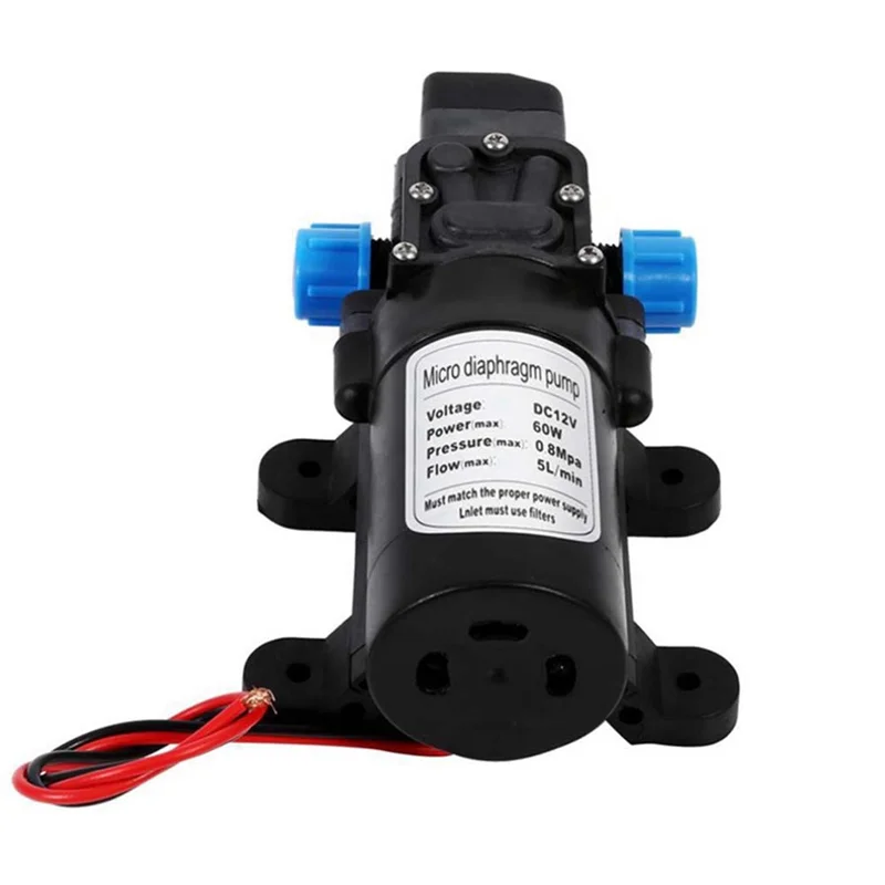 Abnm dc 12v 60w 120psi 5l/min bomba de água elétrica agrícola preta mini pulverizador de água de diafragma de alta pressão lavagem de carro