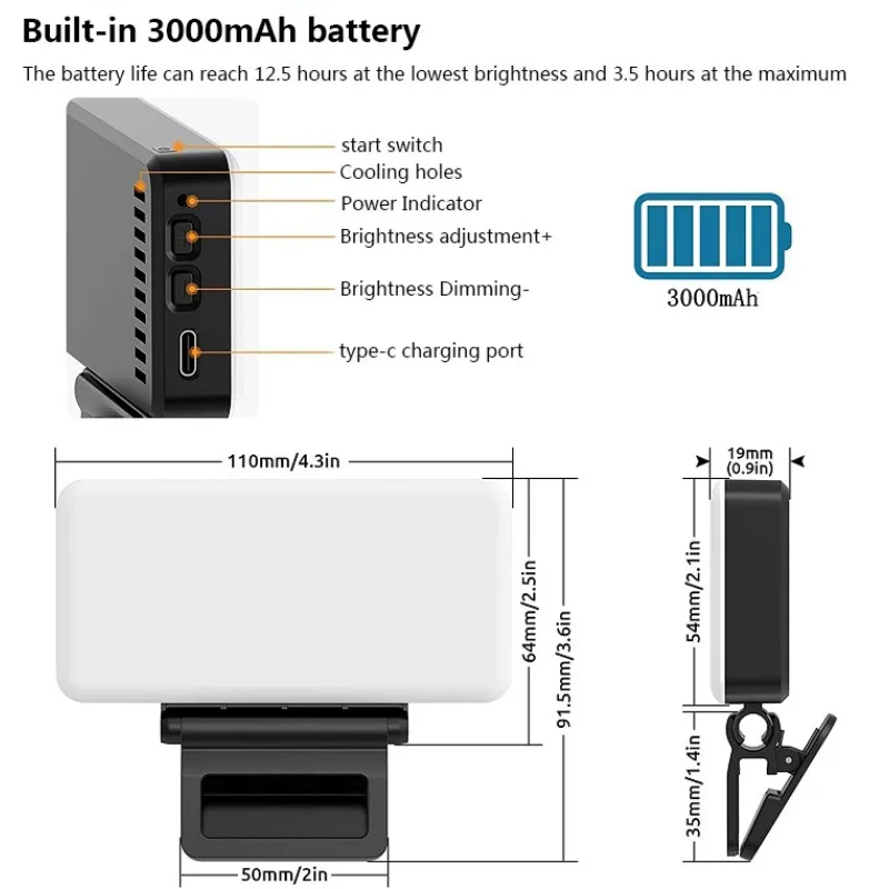 Lampu LED isi ulang khusus untuk selfie, siaran langsung, dan cahaya ambient portabel