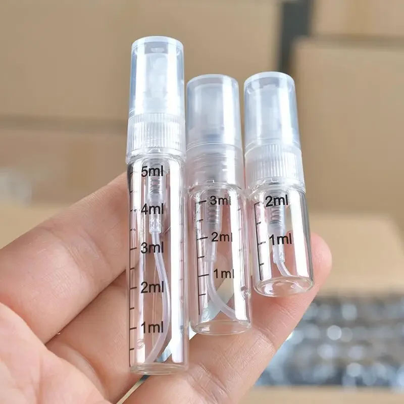 

50/100pcs 2ml 3ml 5ml 10ml Scale Glass Bottle Spray Empty Perfume Travel Atomizer Cosmetic Container Sample Vials