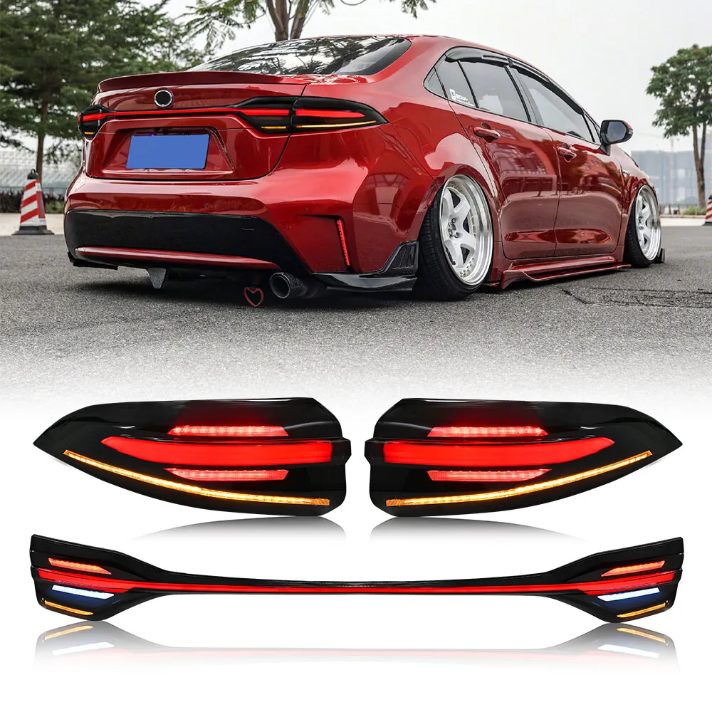 

1 комплект светодиодных задних фонарей с центральной лампой для Toyota Corolla 2020-2024, последовательный указатель поворота, задние стоп-сигналы багажника в сборе