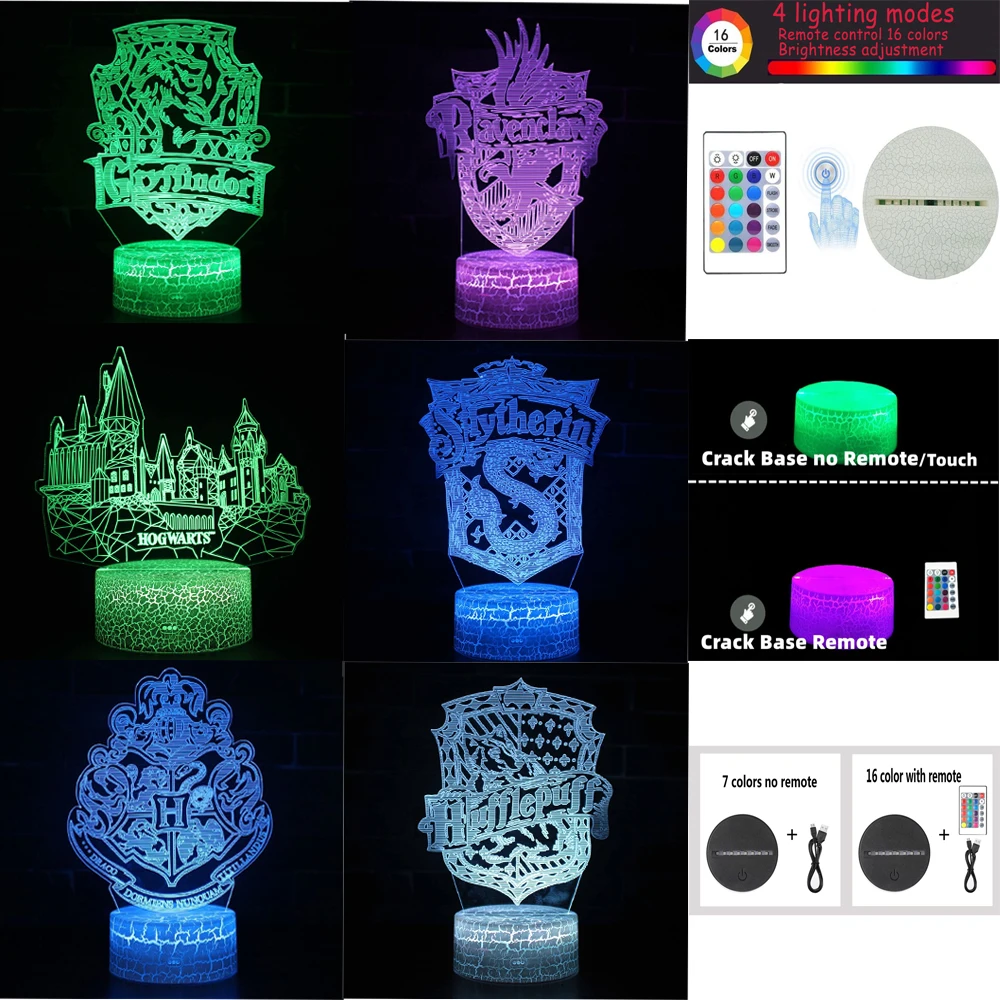 Harry Night Light Remote Control 16 Color LED Night Light 7/16 Color Remote Control Home Bedroom Character Light Decoration Gift