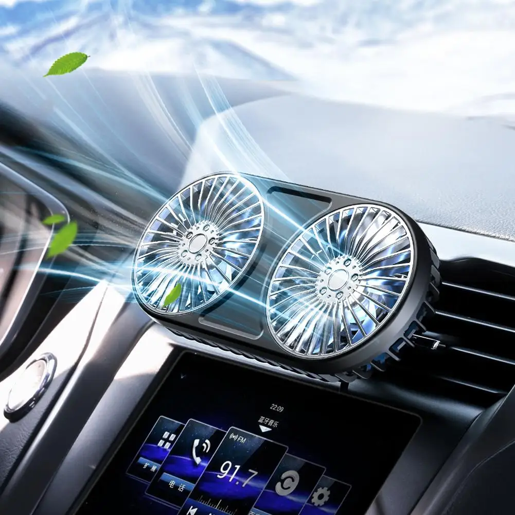 

3-скоростной Вентилятор охлаждения на спинку сиденья автомобиля с USB-зарядкой, двухголовочный вентилятор с поворотом на 360 градусов, шейный охладитель для лета, автомобильные аксессуары, Summe E1L6