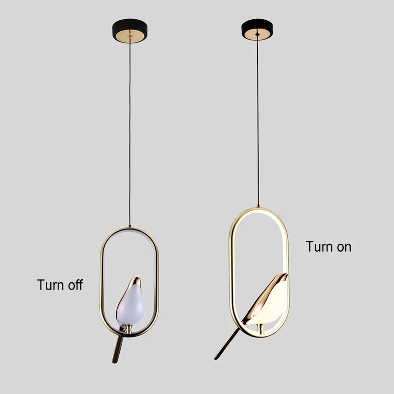 Nordic Modern LED Pendant Lights, Magpie Bird Chandeliers, Iluminação interior, Quarto, Cozinha, Sala de estar, Decoração de casa