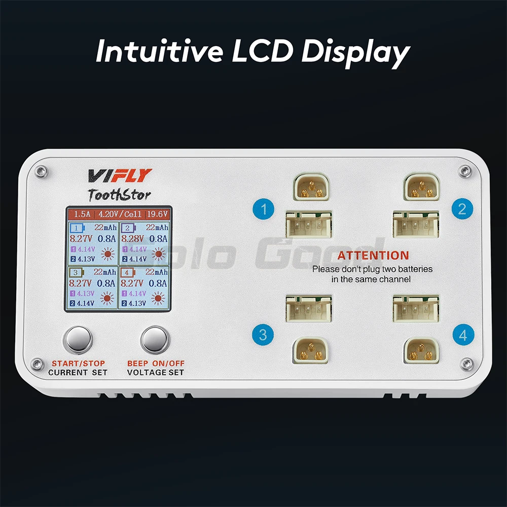 VIFLY ToothStor - 4 Port 2S Balance Charger with Storage Mode Supports BT 3.0 and XH2.54 For RC FPV Freestyle Racing Drone thumbnail 6
