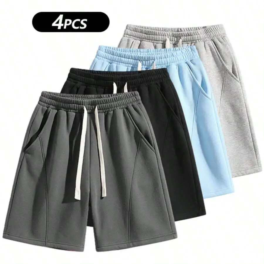 Men's Solid Pocket Waist Shorts, Lightweight Breathable Shorts, Casual Breathable Comfortable Shorts, Suitable For Running And