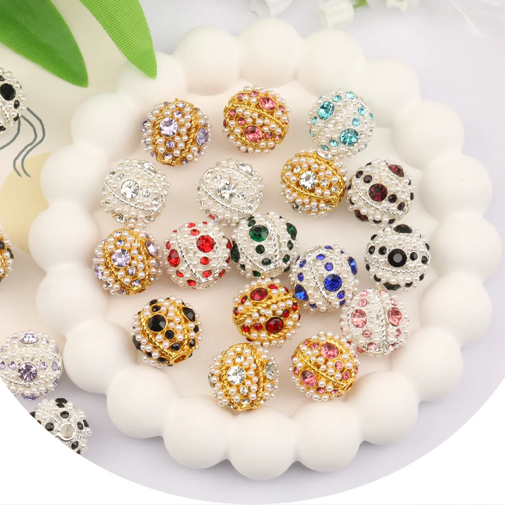 Cordial Design 30Pcs 16*16MM Alloy Beads/Hand Made/Jewelry Findings & Components/Rhinestone Effect/Round Shape/DIY Fancy Bead