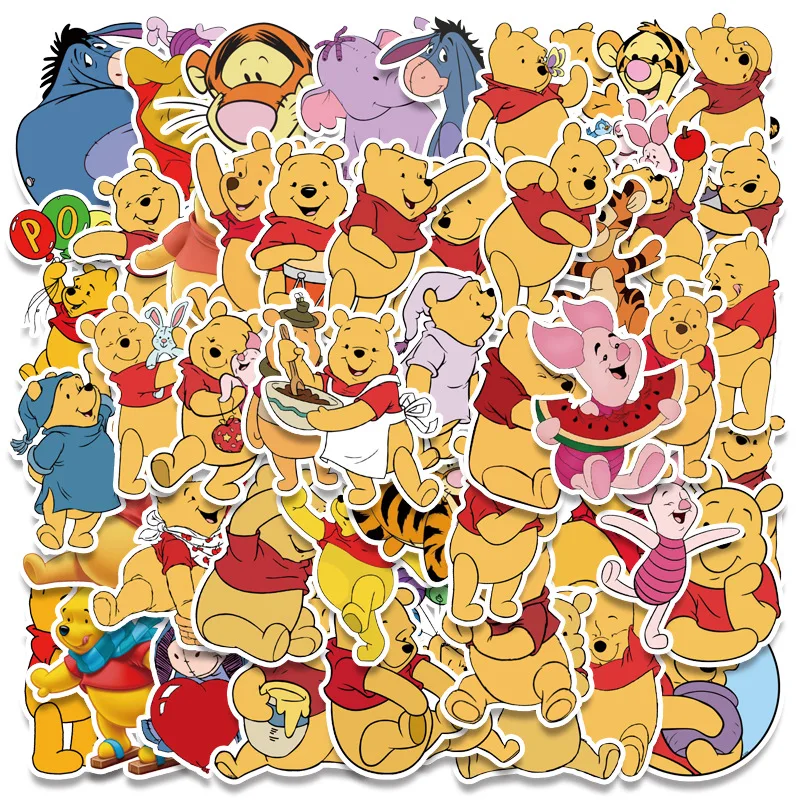 

10/50PCS Disney Winnie The Pooh Stickers Cute Anime Stickers for Bear DIY Phone Water Bottle Luggage Waterproof Sticker Kid Toys