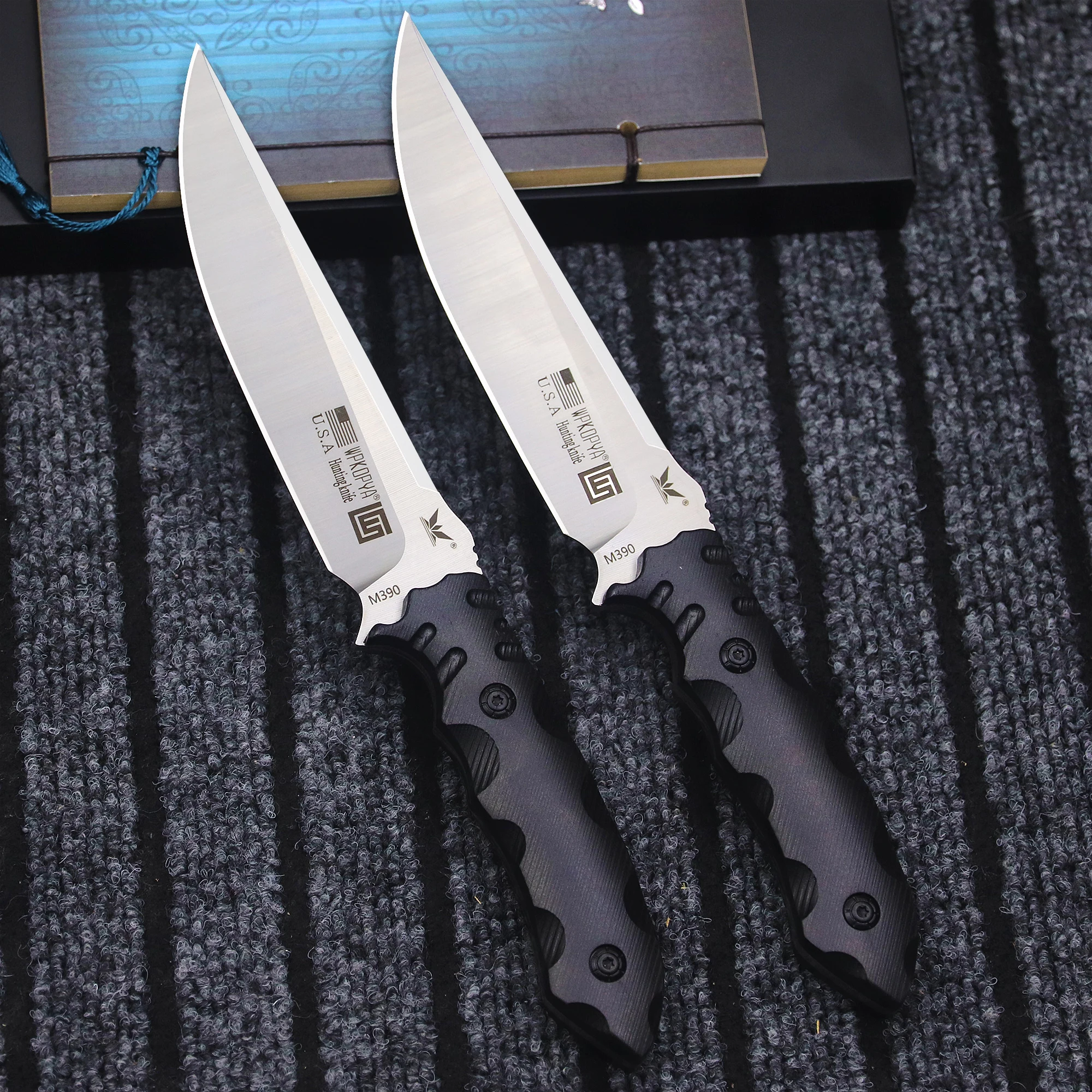 Cuchillo recto de caza M390 multifuncional americano, cuchillo recto táctico para acampar en la jungla, mango G10, cuchillo de supervivencia al aire