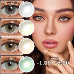 Natural Color Contact Lenses for Eyes 1 Pair Soft Lenses with Graduation Prescription Lenses for Vision Gray Contact Lenses