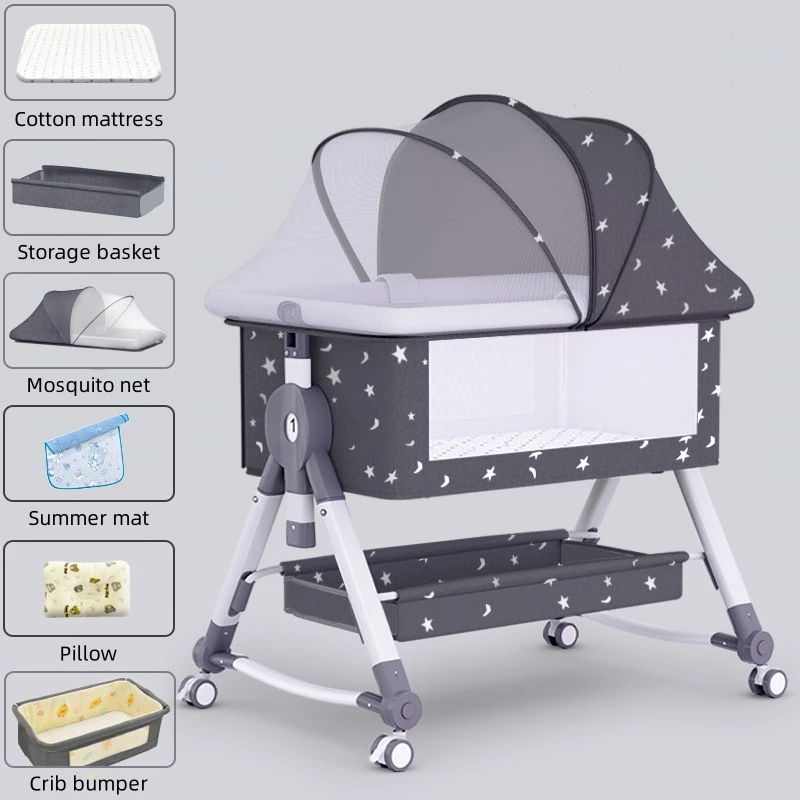 0-24 months crib Splice Queen bed Newborn bed Baby Shaker bb Foldable multi-functional crib cradle for children