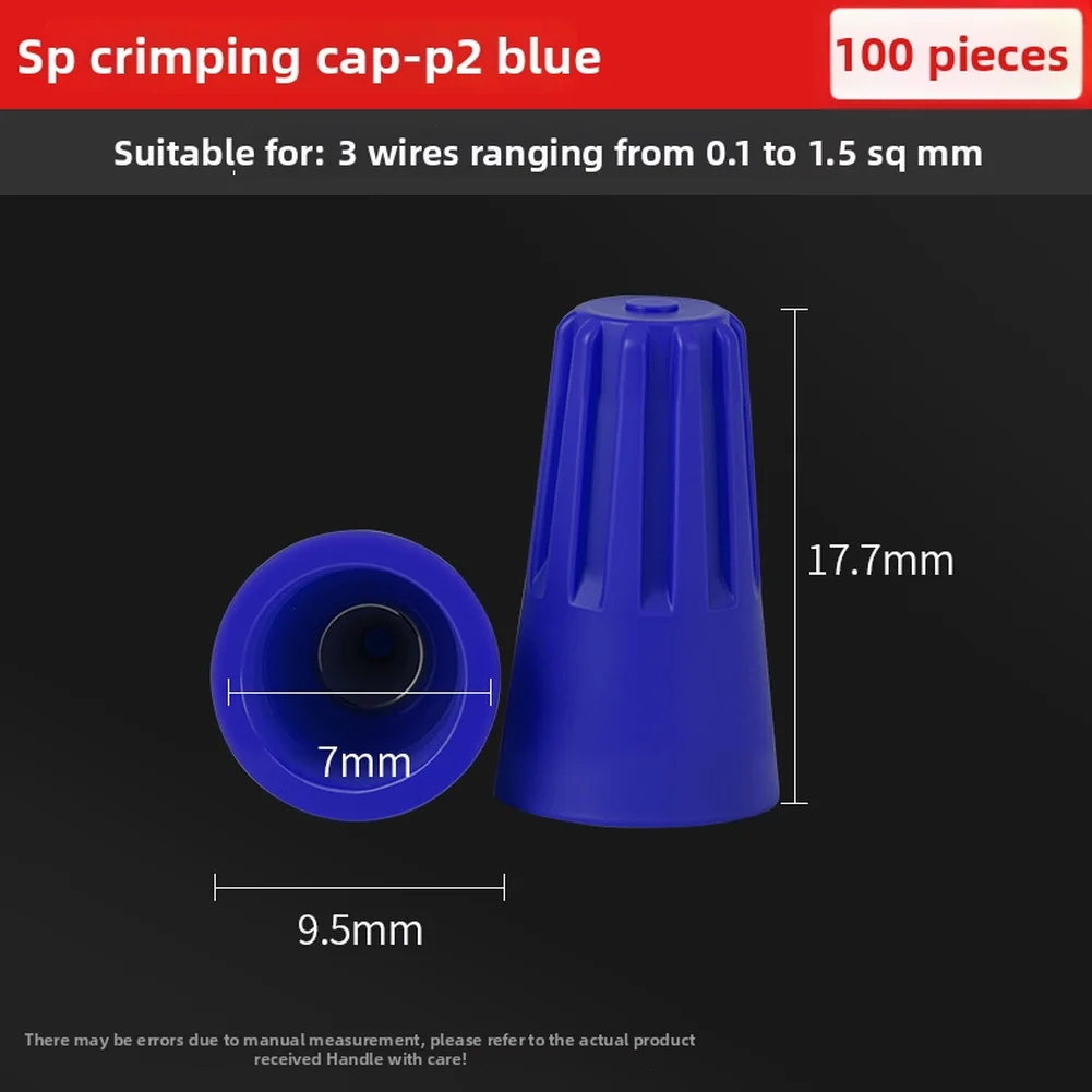 100PCS Wire End Cap with Spring Clamp for Fast Termination P1/2/3/4/6 Transparent Base Allows Visual Inspection
