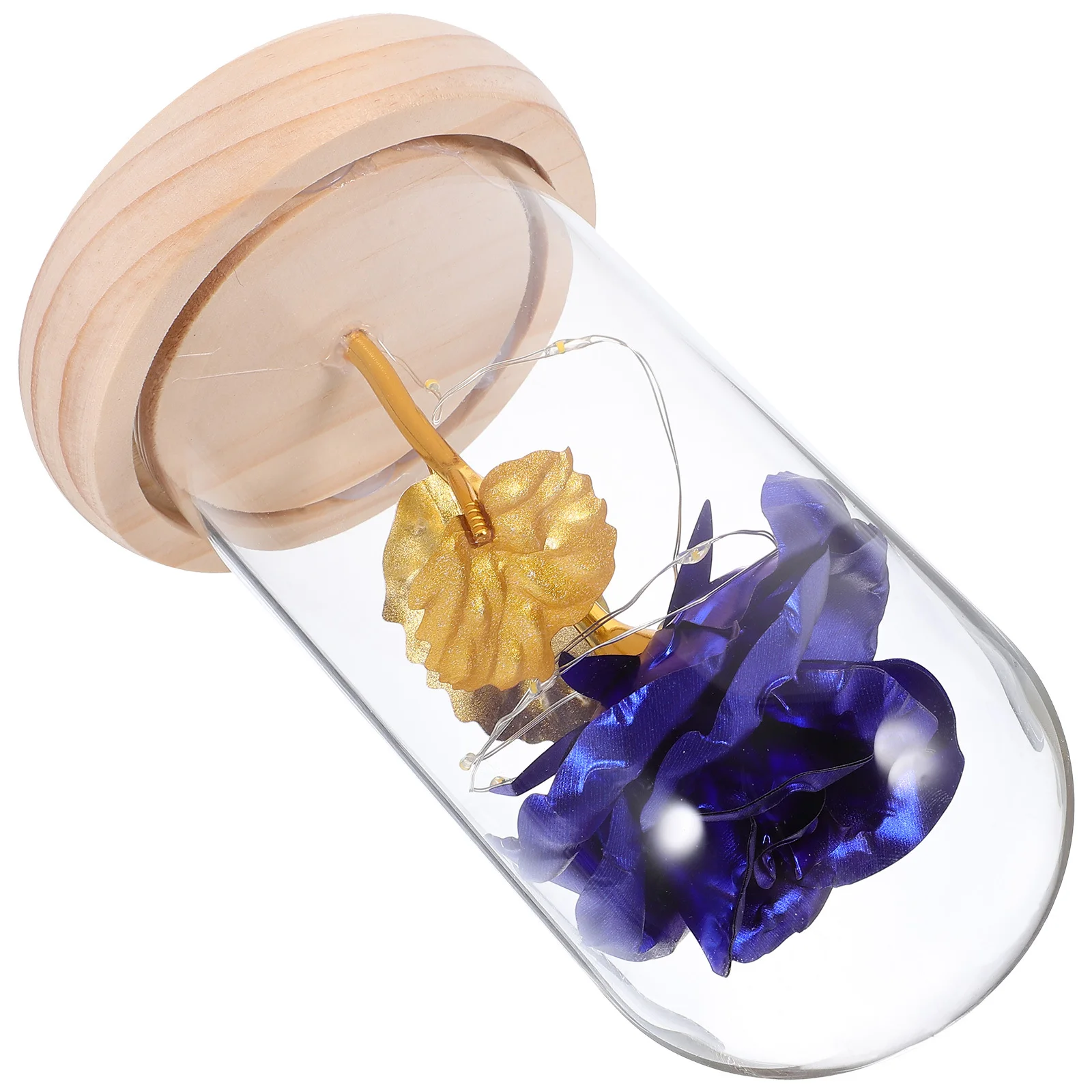 

Simulated Rose Led Lamp Eternal Flower Glass Dome Decor Warm Light Home Gift For Couples Preserved Flower Ornament