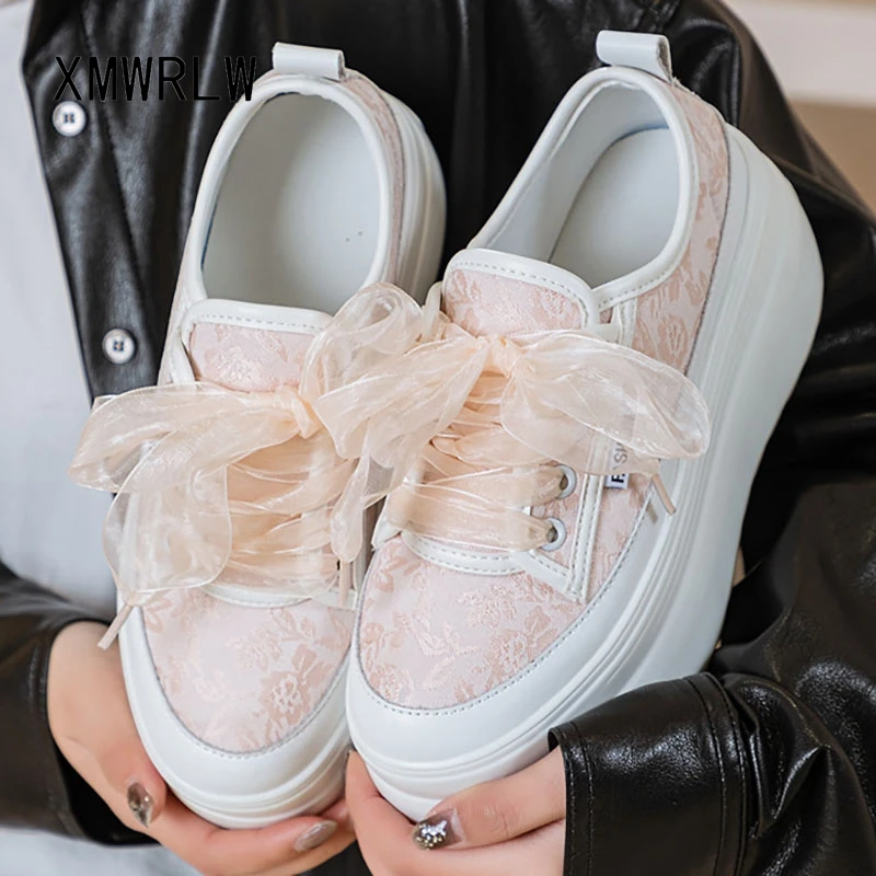 XMWRLW Leather Women Platform Shoes 2025 Spring Autumn Fashion Thick Sole Female Shoes Non Slip Women Platform Shoe Size 33
