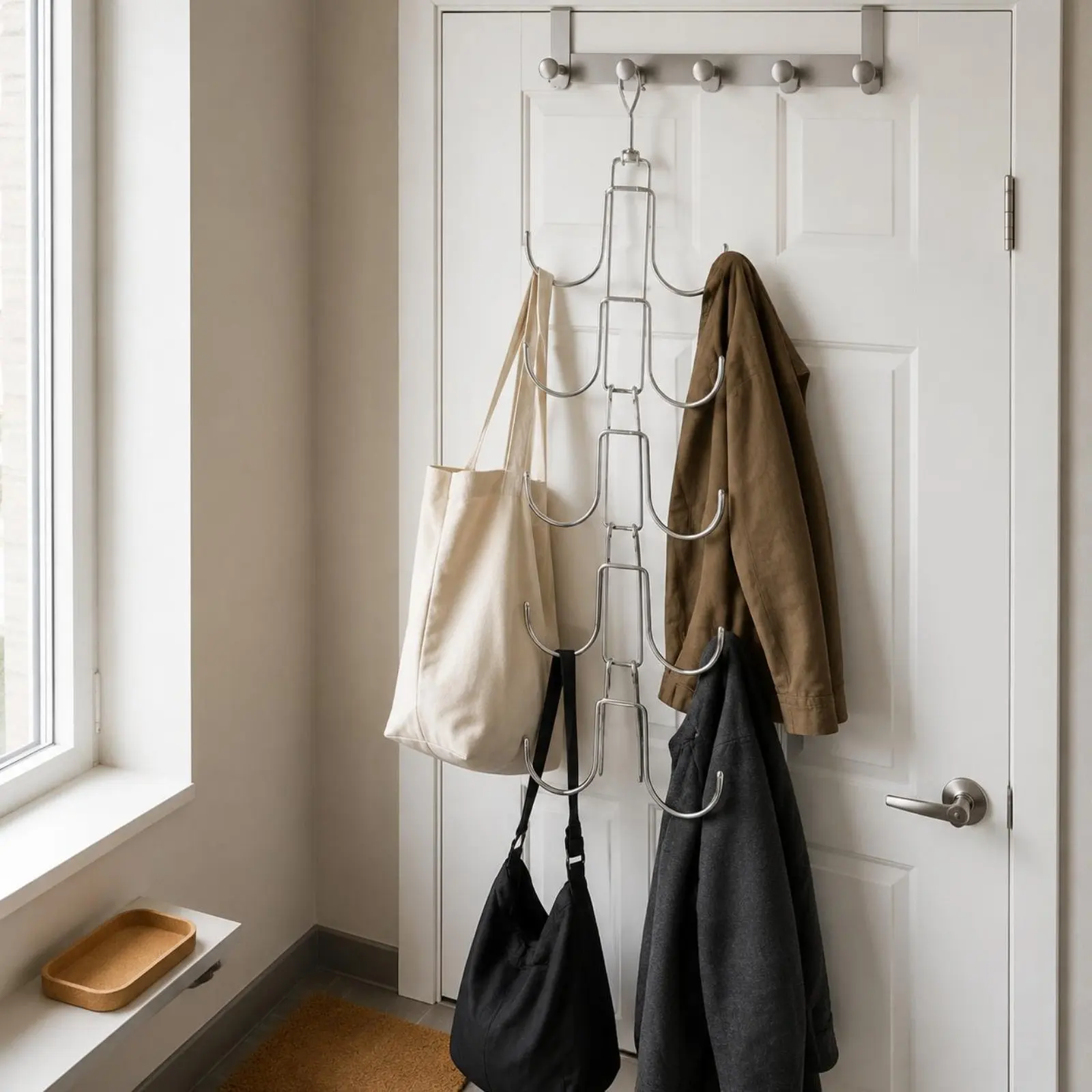Wall Mounted Garment Hook Rack Curved Hooks Rotating Hanger Rack Home Storage Metal Space-Saving