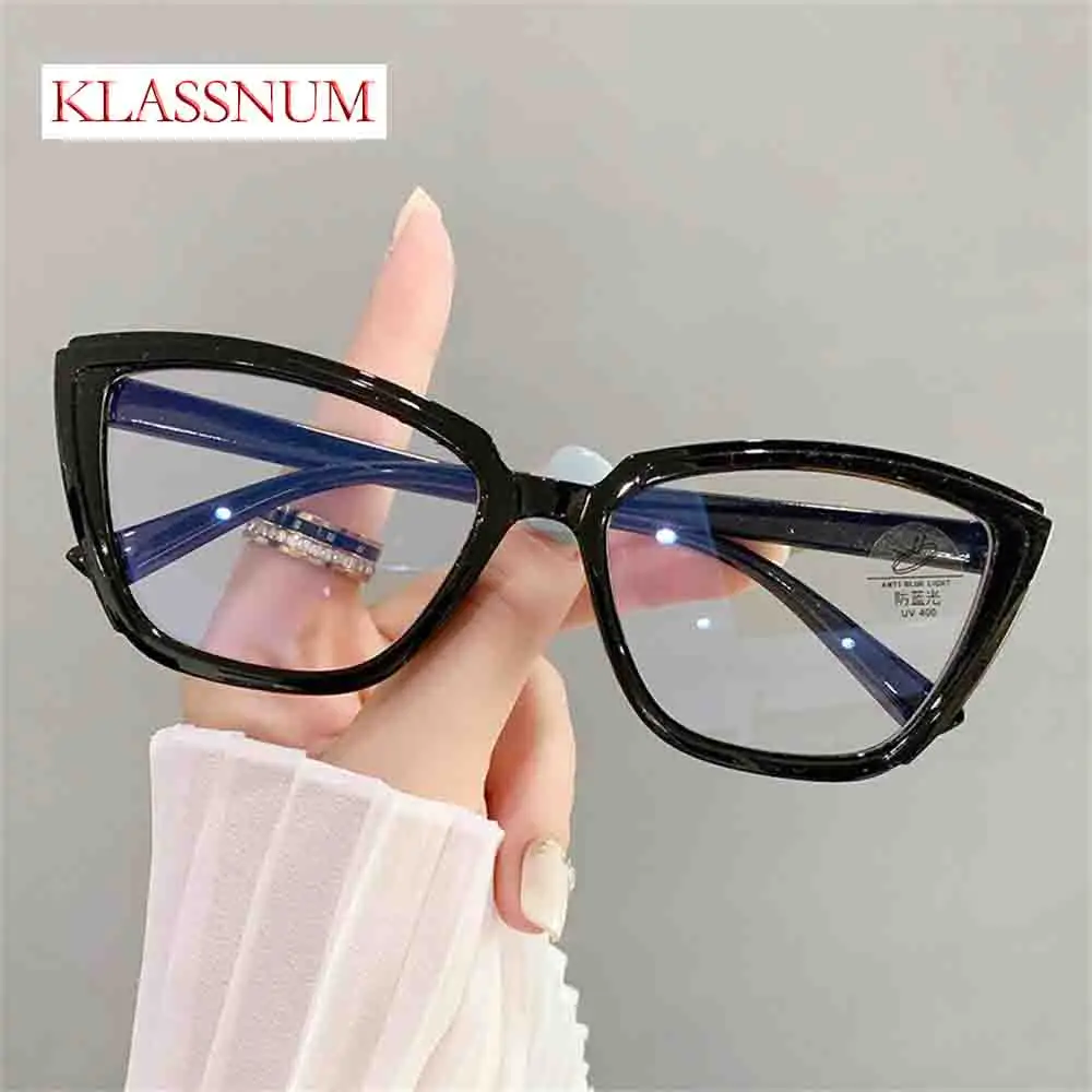 

KLASSNUM Fashion Cat Eye Women Anti-blue glasses Reading Glasses Men Hyperopia Eyeglasses Computer Presbyopia