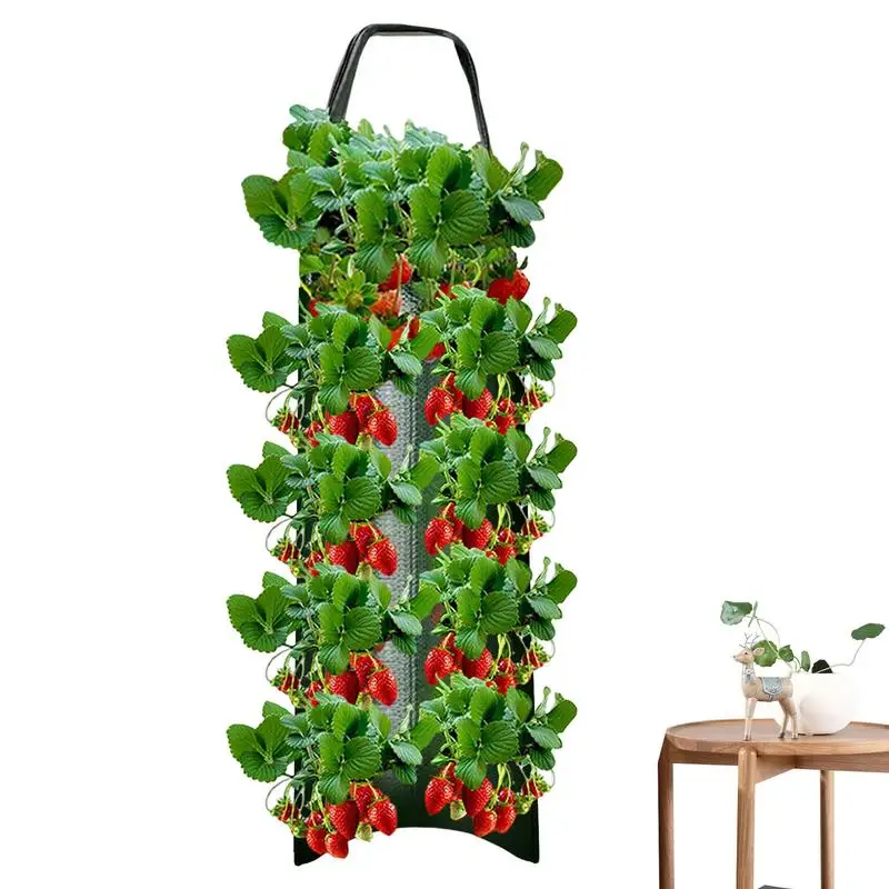 Strawberry Planter Bag 8/10-Hole Hangable Fabric Pouch For Plant Aeration & Growth Gardening Bags For Tomatoes Roses Carrots