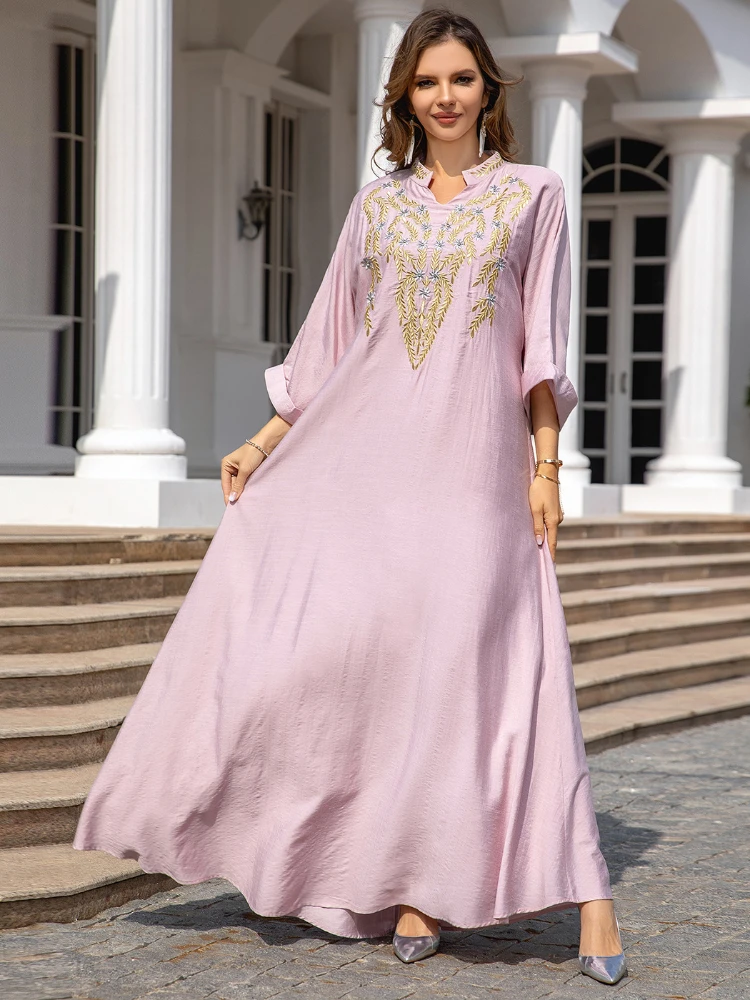 

Eid Muslim Party Dress for Women Jalabiya Abaya Ramadan Long Dresses Abayas Woman Embroidery Kimono Robe Caftan Vestidos 2024