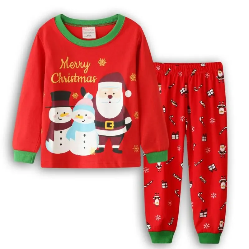 Kids Pajamas Sets Baby Boys Clothes Girls Sleepwear Nightwear Children Xmas Moose Fairy Christmas Pyjamas Cotton Clothing Suit