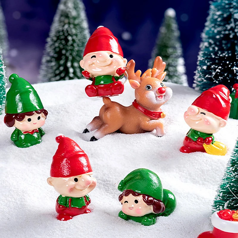 

1Pcs Creative Christmas Elf Character Resin Handicraft DIY Christmas Decorations Micro Landscape Accessories Desktop Ornament