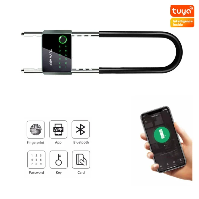 

Glass Door Locker U-shaped Lock Tuya Smart Door Lock Fingerprint Lock Password Card Key APP Unlocking Anti-theft Smart Locks