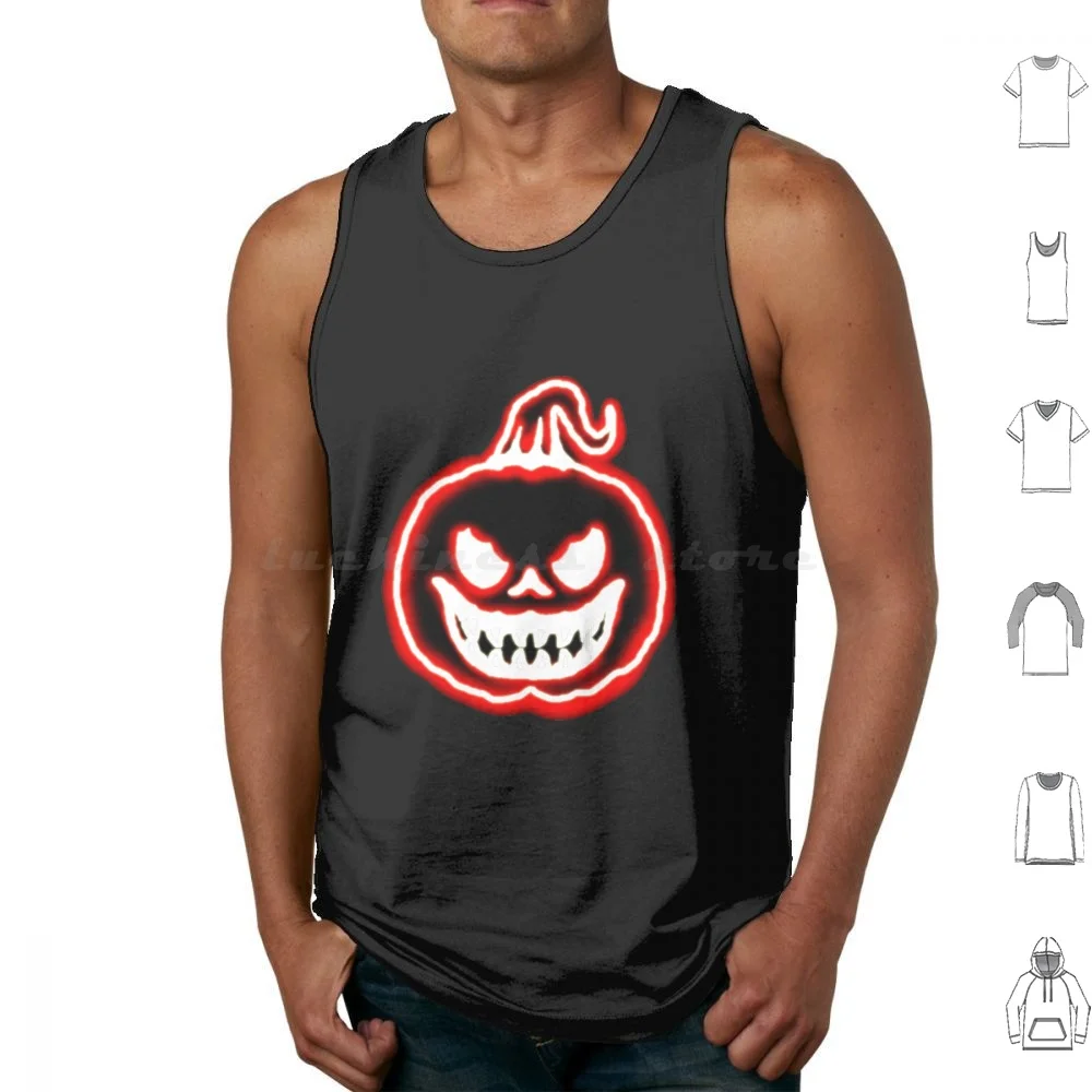 Halloween Scary Pumpkin Tank Tops Vest Sleeveless Halloween Scary Evil Pretend Im His Hers Couple Matching Helloween