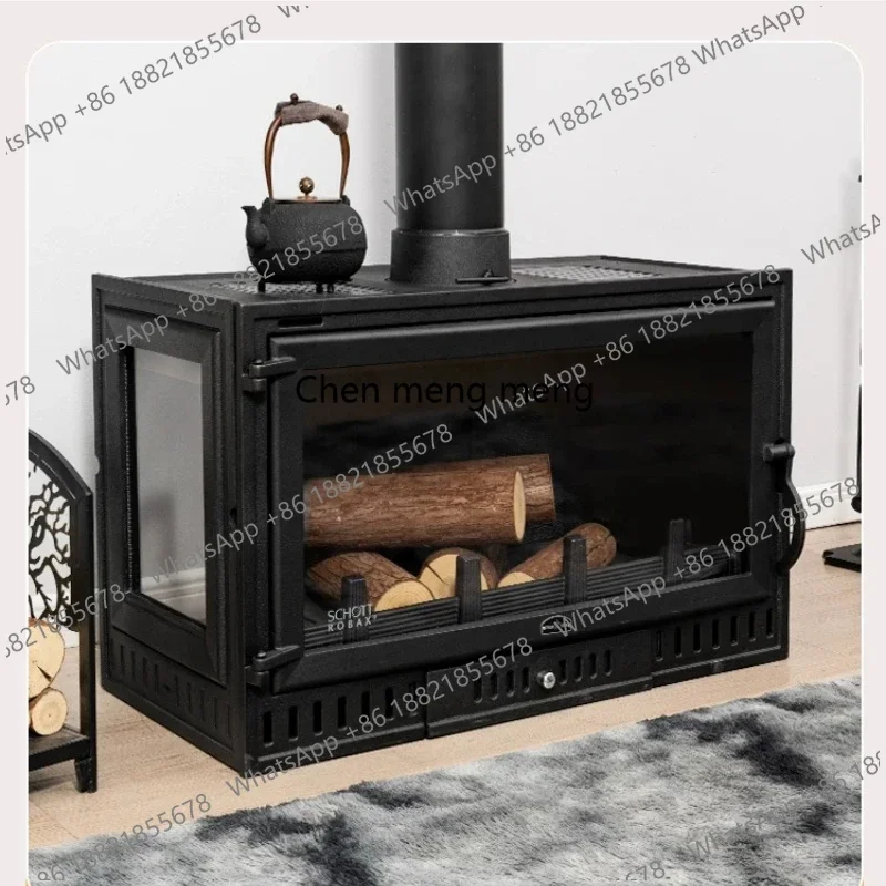 cc182 Real fire cast iron fireplace household wood burning water four sides oversized view stove new
