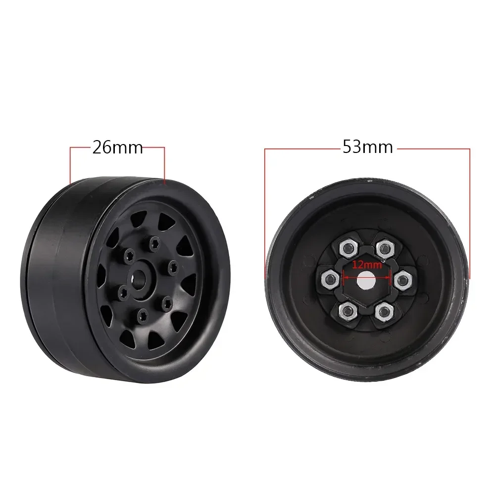 4pcs High Quality Metal Alloy 1.9in Wheel Rim Beadlock for 1/10 Trxs HSP Redcat Tamiya Axial SCX10 D90 Hpi 4WD RC Crawler Car