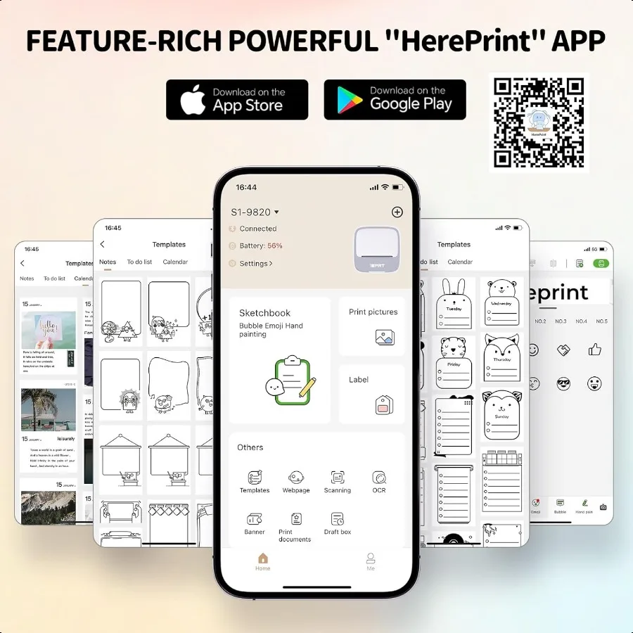 ミニステッカープリンター ポータブルサーマルプリンター ステッカー用紙1ロール付き ステッカーメーカー Bluetoothラベルプリンター 学習用