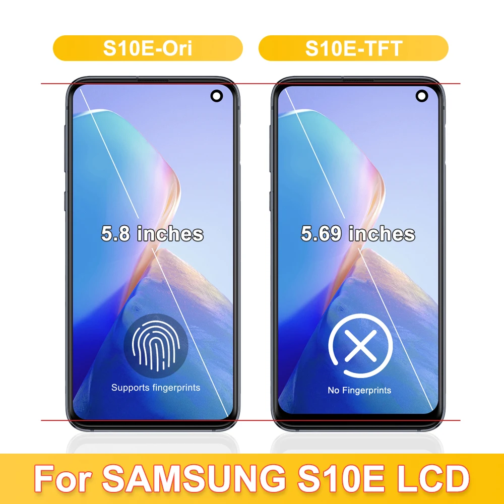 AAA+ With Frame For Samsung S10E G970 G970F/DS G970U SM-G9700 LCD Touch Screen Display Digitizer S10E Incell Repair Parts