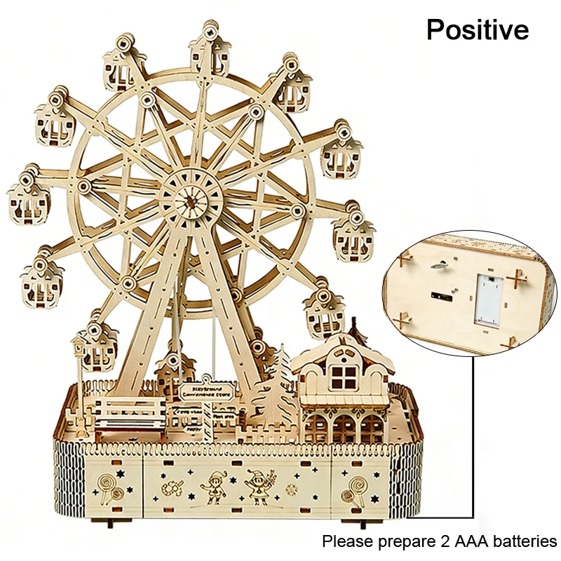 Musical Ferris Wheel 3D Wooden - Music Box Wooden 3D Puzzle Rotating 评论和价格