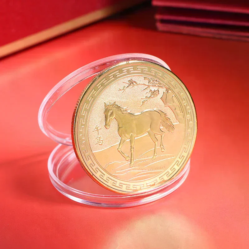 1 قطعة الصينية 2026 سنة الحصان عملات محظوظ الحيوان الحصان تحصيل عملات 45 مللي متر الحديد جمع السنة الجديدة تذكارية عملة #5