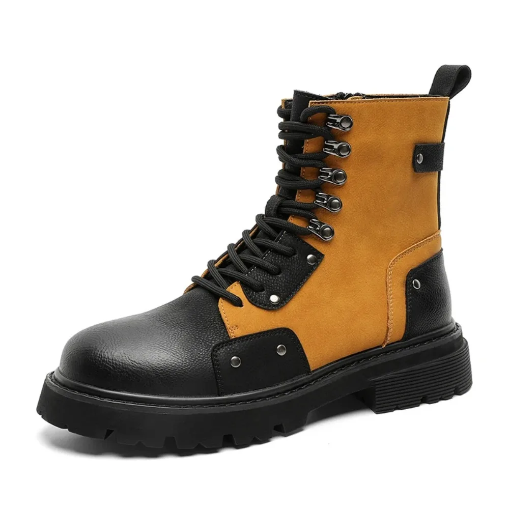 

2026Men's Boots British Style Ankle Boots Winter Male Leather Shoes New High-top Boots for Men Classic Casual Shoes