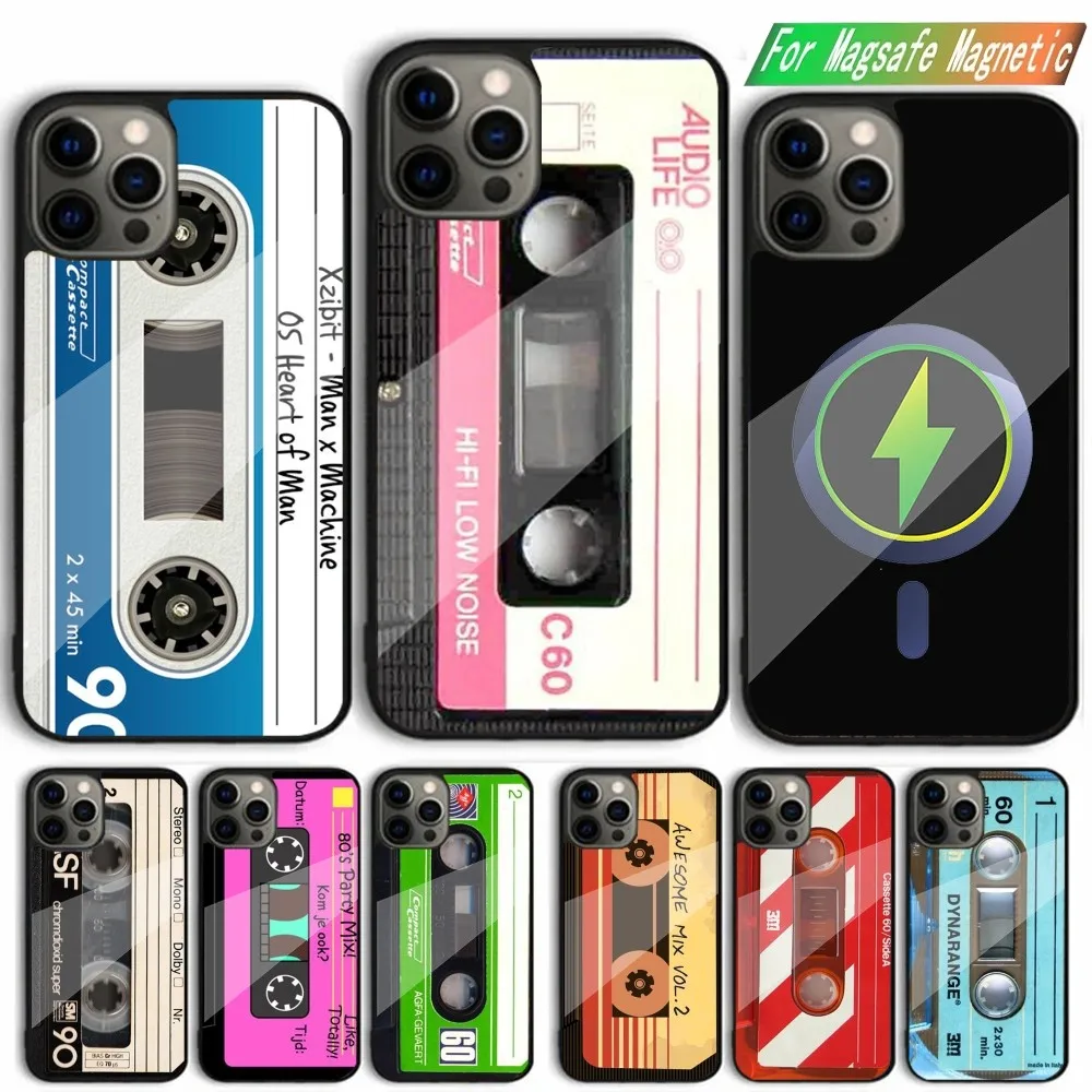 

Mixtape Vintage Magnetic Tape Phone Case For iPhone 15,14,13,12,11,Plus,Pro,Max Mini Magsafe Magnetic Wireless Charging