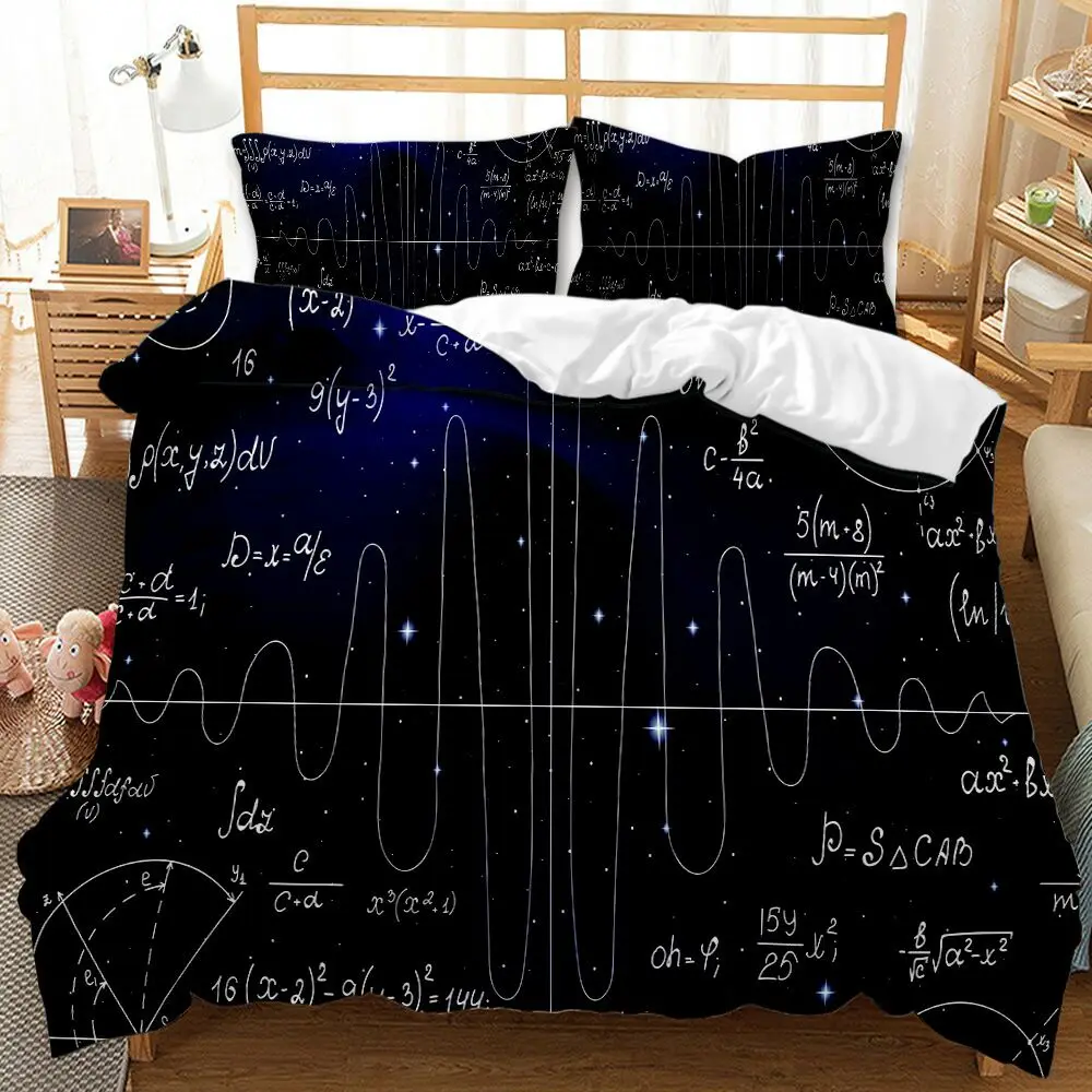 Mathematical Calculation Formula Bedding Set For Adults Bed Linen Design Bedclothes Luxury Home Textiles Black White Duvet Cover