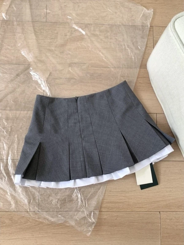 달콤하고 매콤한 슬레 여성용 하이웨이스트 A라인 스커트, 주름과 레이스 밑단이 있는 여름용 슬리밍 및 라이트프루프 스커트