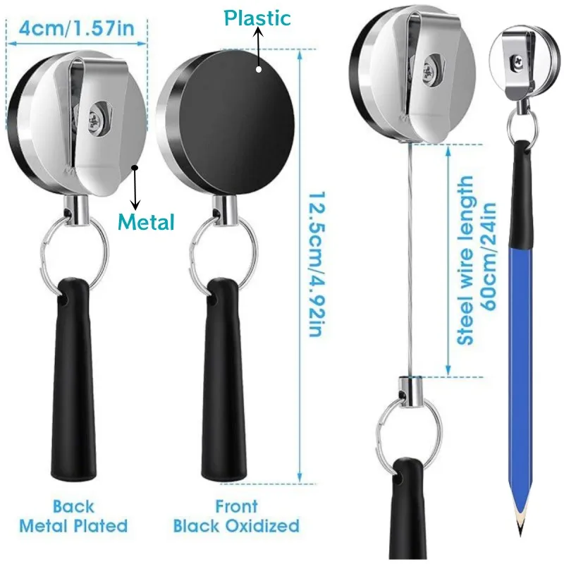 2pcs Heavy Duty Retractable Pencil Holder, Great For Markers AndWoodworking Pencils, Stretch Silicone Pen Holder For Carpenters