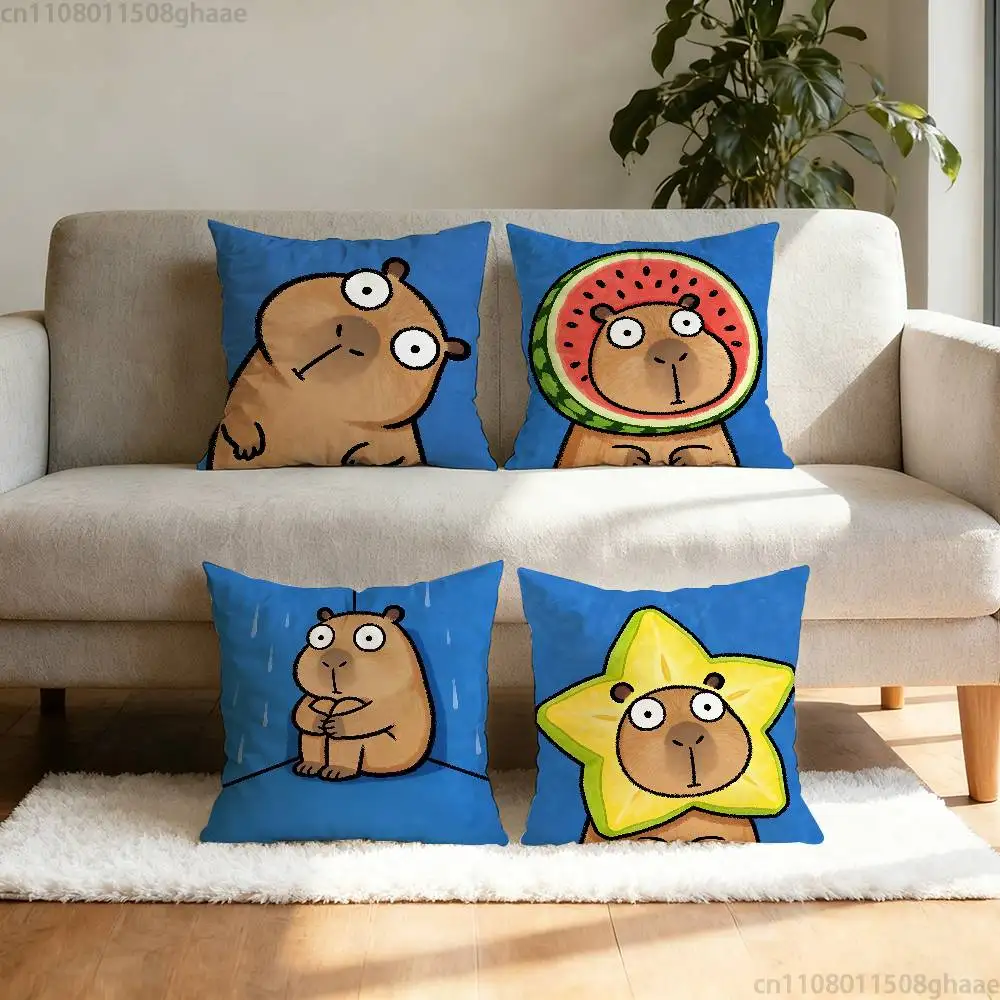 Cartoon Capybara  pillowcase casual style decoration, suitable for home decoration (excluding pillow core)
