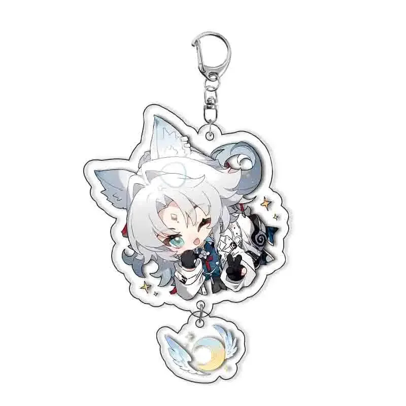 Juego Honkai: llavero de riel de estrella, figura de dibujos animados, Moze, Lingsha, Feixiao, llavero acrílico, accesorios para fanáticos, insignia colgante, regalo de joyería