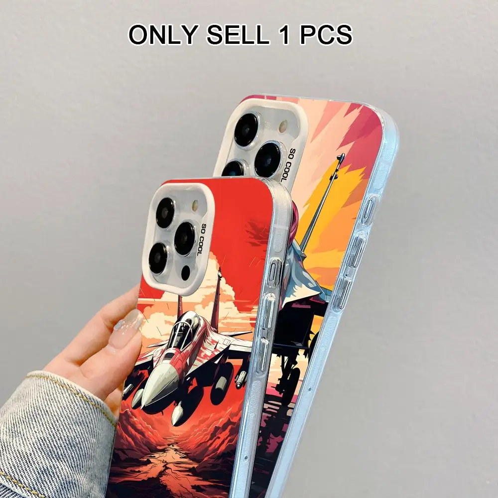 

Anime AirForce Plane White Translucent Mobile Phone Case for iPhone 17 16 15 14 13 12 11 X XR XS Air Pro Max Plus Colorful Cover