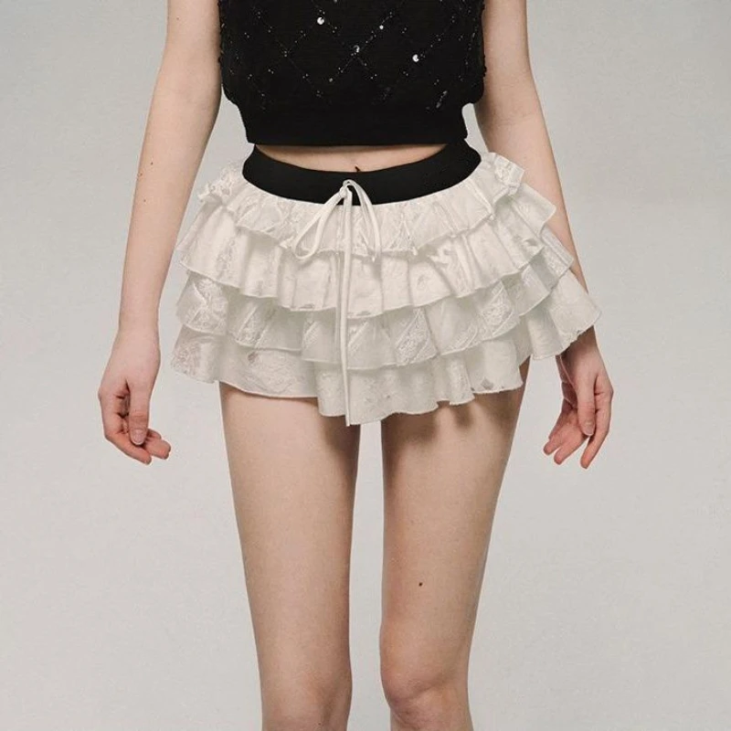 

Ultra-low Waist Cake Fluffy Skirt Women's Spring and Summer 2025 White Skirt Embroidered Skirt