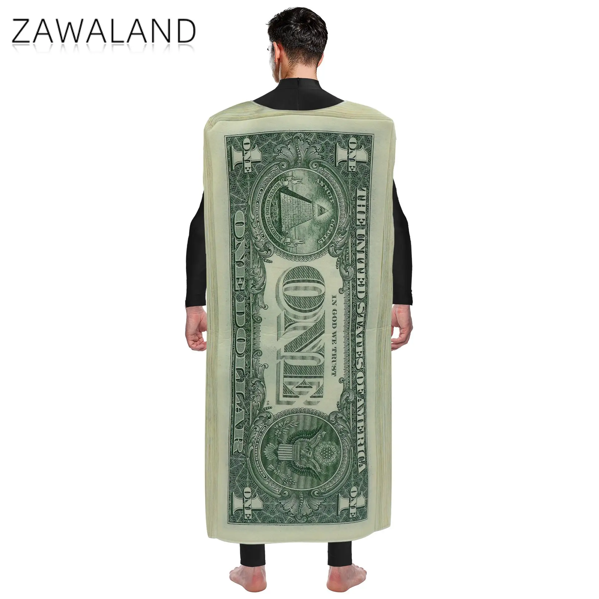 Zawaland Funny Dollar Costume Halloween Carnival Disguise Suit Overclothes Adult Men Jumpsuits Cosplay Holiday Party Clothing