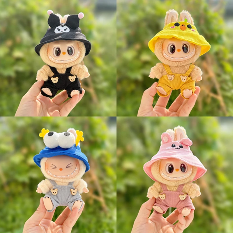 17cm Mini Doll Clothes Accessories Labubu Plush Doll Idol Cute Clothes Overalls Set for Kids Christmas Gift