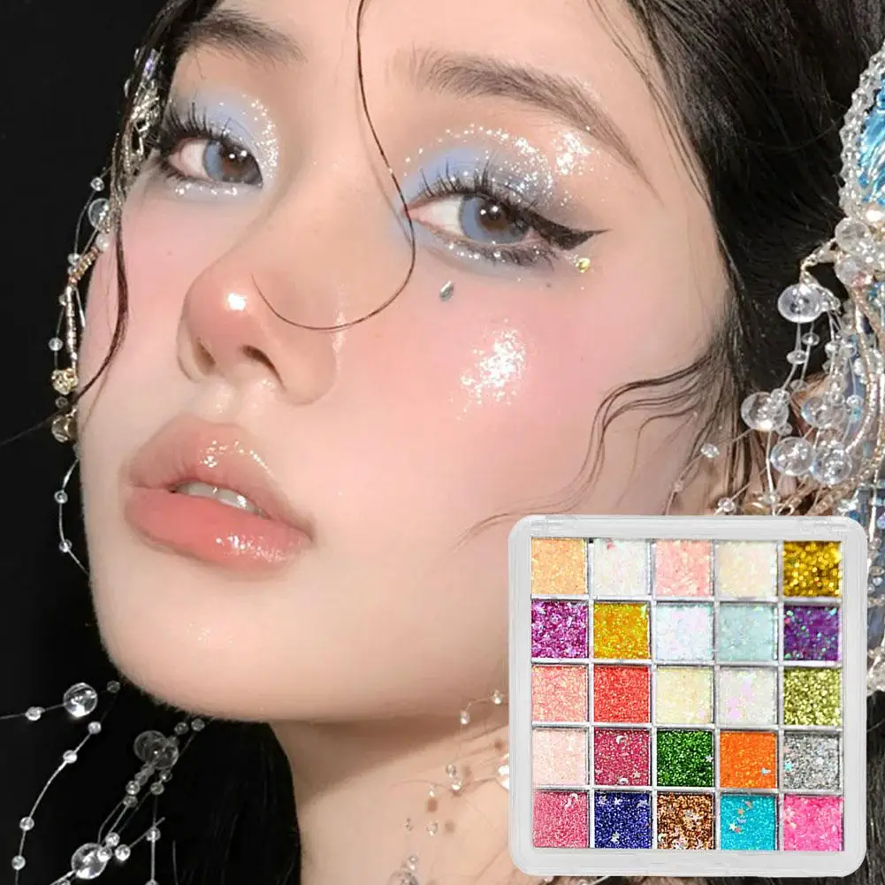 16/25Colors Glitter Eyeshadow Palette Shimmer Multicolor Mermaid Sparkle Face Body Sequin Makeup Party Finish Makeup Stage T5I8