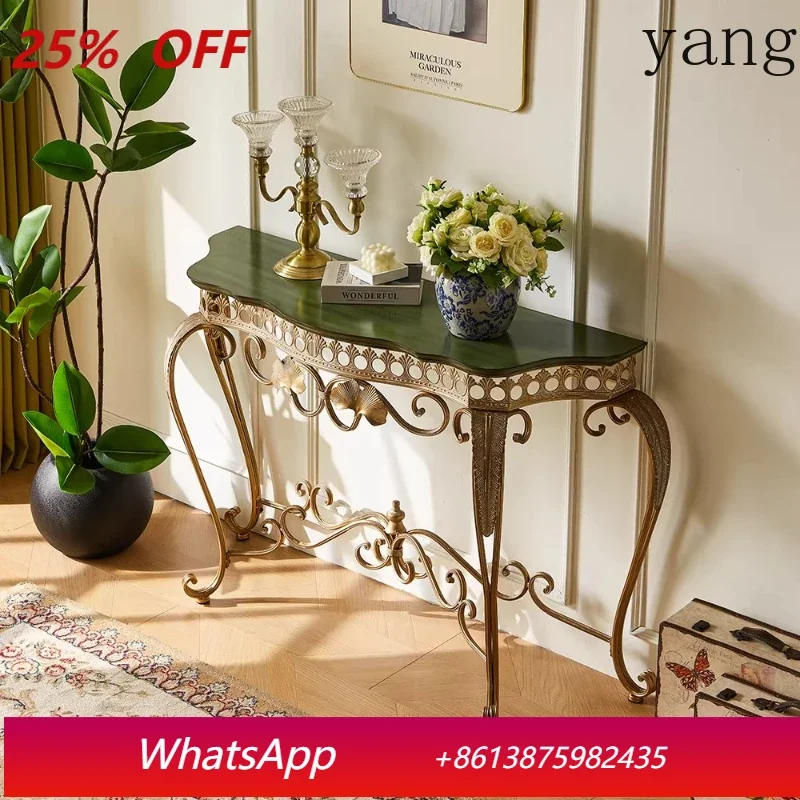 LMM3 retro entrance table entry semi-round entrance table French rural strip curved art table