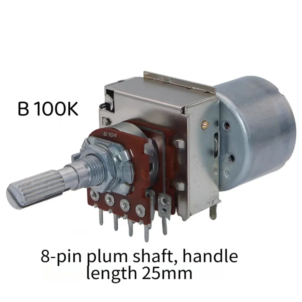 

16-ти типовые аудио-потенциометры с дистанционным управлением громкостью, двойные 8-контактные B50K B100K, длина ручки 25 мм, виброустойчивый вал
