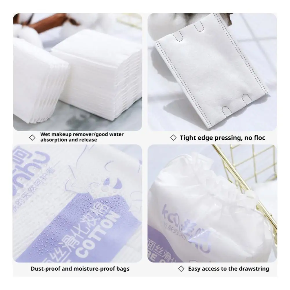Tampons démaquillants jetables, 100 pièces, doux et respirants, rectangulaires, soins de la peau, tampons en coton pour le nettoyage quotidien du visage