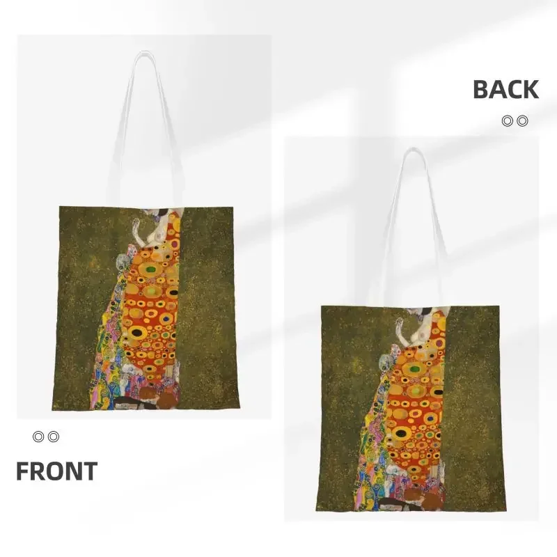 Fashion Gustav Klimt Shopping Tote Bag Reusable Hope II Canvas Groceries Shopper Shoulder Bag